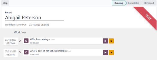Test screen in LeanSoft Marketing Automation.