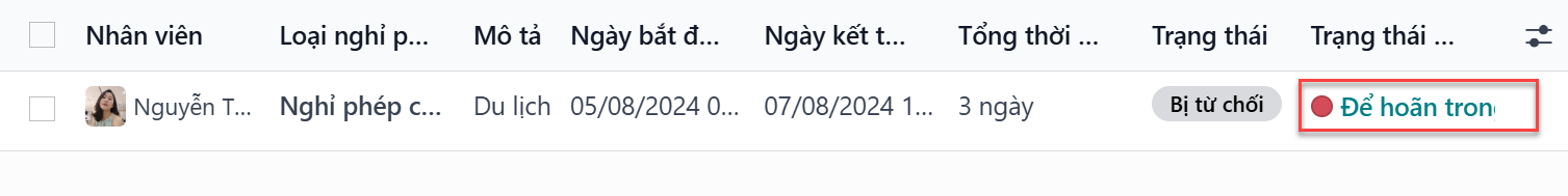 Danh sách tất cả các yêu cầu nghỉ chưa được phê duyệt trước khi phiếu lương được tạo ra.