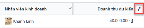 Xem gần biểu tượng toggle trong ứng dụng CRM.