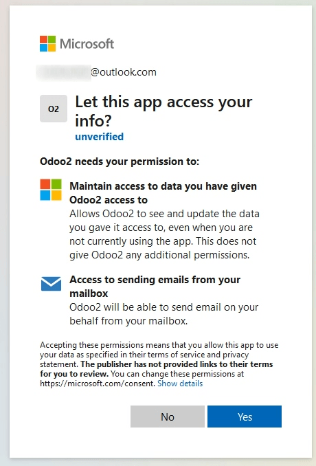 Permission page to grant access between newly created app and LeanSoft.